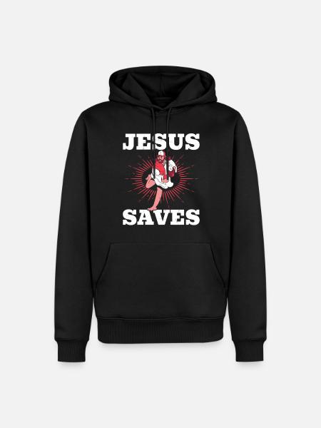 Jesús Béisbol Humor Hombres Mujeres Cristianas - Sudadera con capucha prémium ecológica para hombre - negro