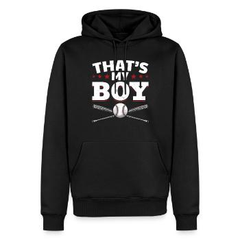 Mama Baseball Jeune Fils Femmes Baseball - Sweat à capuche Premium bio Homme - noir - Devant - Nico (187cm)