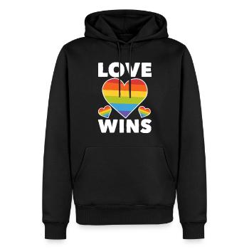 Regenbogenflagge LGBTQ Herz Lesbisch Schwul Stolz - Männer Premium Bio Hoodie - Schwarz - Vorne - Nico (187cm)