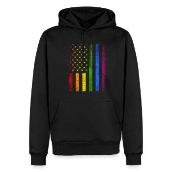 Bunte amerikanische Flagge LGBTQ Stolz - Männer Premium Bio Hoodie - Schwarz - Vorne - Nico (187cm)