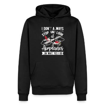 Ich Halte Nicht Immer An Und Schaue Pilot - Männer Premium Bio Hoodie - Schwarz - Vorne - Nico (187cm)