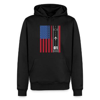 Patriotisches Flugzeug American Pilot Airplane - Männer Premium Bio Hoodie - Schwarz - Vorne - Nico (187cm)