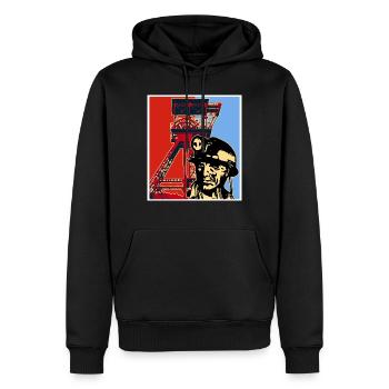 Kohle 2 - Männer Premium Bio Hoodie - Schwarz - Vorne - Nico (187cm)