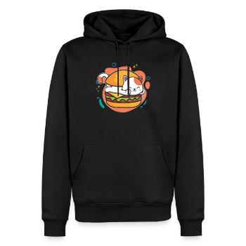 Burger Lover Sweet Cat Lover For Hamburgers - Men’s Premium Organic Hoodie - black - Front - Nico (187cm)