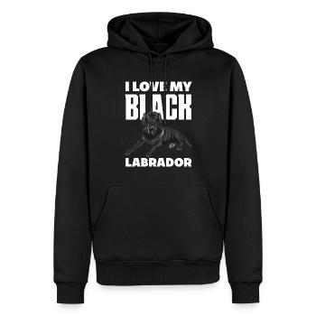 Ich Liebe Meinen Schwarzen Labrador - Männer Premium Bio Hoodie - Schwarz - Vorne - Nico (187cm)