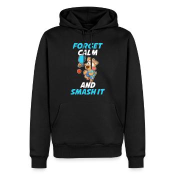 Forget Calm And Smash It Pickleball Gift - Men’s Premium Organic Hoodie - black - Front - Nico (187cm)