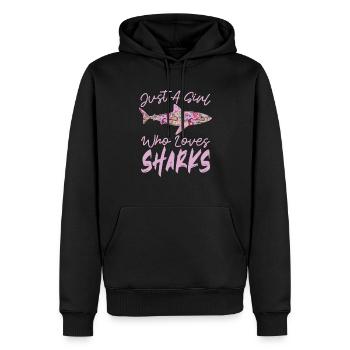 Juste une fille qui aime les requins pour les amoureux des requins - Sweat à capuche Premium bio Homme - noir - Devant - Nico (187cm)