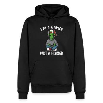 I Am A Gamer Zocker Geschenk - Männer Premium Bio Hoodie - Schwarz - Vorne - Nico (187cm)