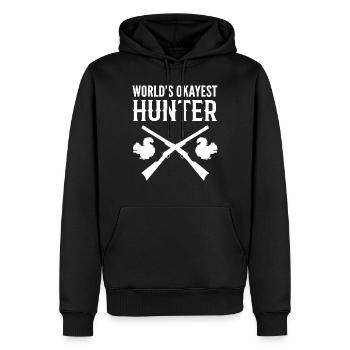 World is okayest hunter lumberjack poison - Men’s Premium Organic Hoodie - black - Front - Nico (187cm)