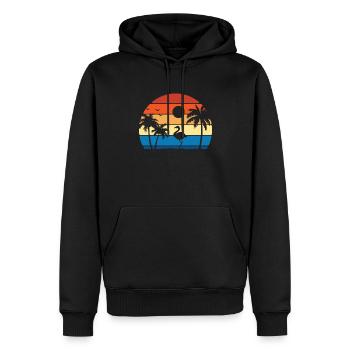Flamingo Vintage Retro Sonnenuntergang Flamingo - Männer Premium Bio Hoodie - Schwarz - Vorne - Nico (187cm)