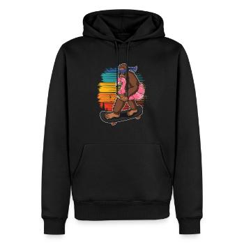 Flamingo Squatch Skateboard Flamingo-liebhaber - Männer Premium Bio Hoodie - Schwarz - Vorne - Nico (187cm)