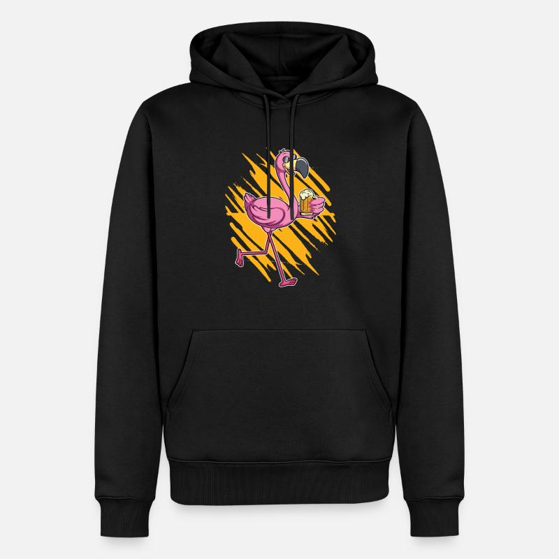 Flamingo-biertrinker - Männer Premium Bio Hoodie - Schwarz