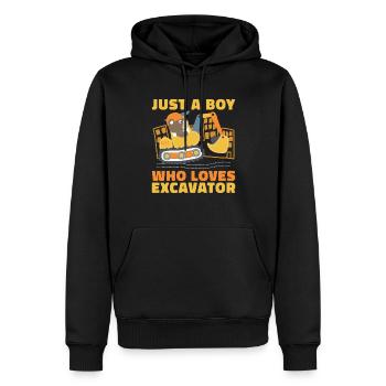Baggergeburtstag Nur Ein Junge, Der Bagger Liebt - Männer Premium Bio Hoodie - Schwarz - Vorne - Nico (187cm)