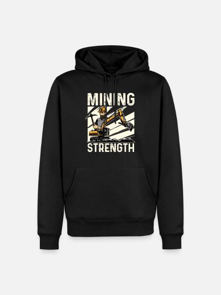 Bergbaustärke Für Baggerfahrer - Männer Premium Bio Hoodie - Schwarz