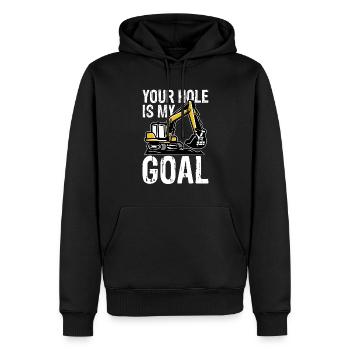 Ihr Loch Ist Mein Ziel Für Baggerfahrer - Männer Premium Bio Hoodie - Schwarz - Vorne - Nico (187cm)