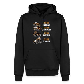 E Steht Für Bagger Für Baggerfahrer - Männer Premium Bio Hoodie - Schwarz - Vorne - Nico (187cm)