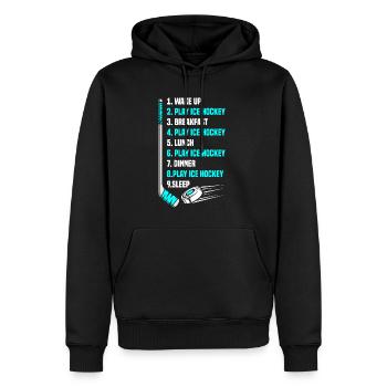 Lustiges Eishockey Hockey Geschenk Geschenkidee - Männer Premium Bio Hoodie - Schwarz - Vorne - Nico (187cm)