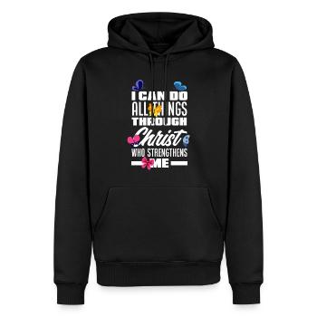 Jésus-Christ-Christ Religion Religieuse - Sweat à capuche Premium bio Homme - noir - Devant - Nico (187cm)