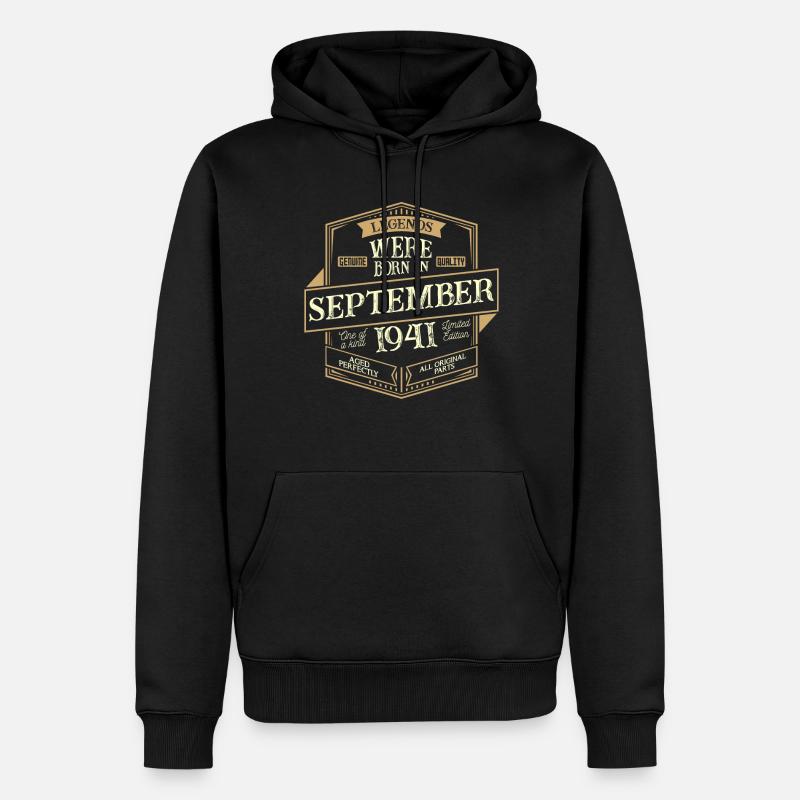 Septembre 1941 Anniversaire Homme - Sweat à capuche Premium bio Homme - noir