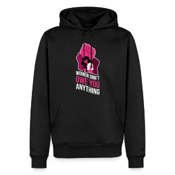 Women Dont Owe You Feminismus Geschenk - Männer Premium Bio Hoodie - Schwarz - Vorne - Nico (187cm)