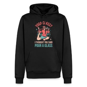 Cours de yoga Verser un cadeau de yoga en verre - Sweat à capuche Premium bio Homme - noir - Devant - Nico (187cm)