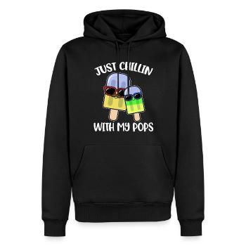 Just Chillin With My Pops Eis Geschenk - Männer Premium Bio Hoodie - Schwarz - Vorne - Nico (187cm)