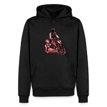 Motocycliste Nakedbike marron - Sweat à capuche Premium bio Homme - noir - Devant - Nico (187cm)