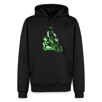Motocycliste Nakedbike vert - Sweat à capuche Premium bio Homme - noir - Devant - Nico (187cm)