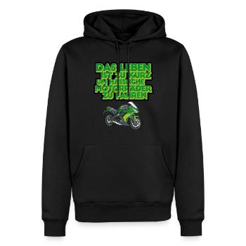 Motorrad fahren Supersport Biker Bike Bikerin - Männer Premium Bio Hoodie - Schwarz - Vorne - Nico (187cm)