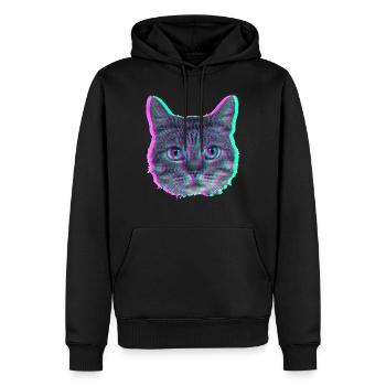 Katzenkopf - Retro - Männer Premium Bio Hoodie - Schwarz - Vorne - Nico (187cm)