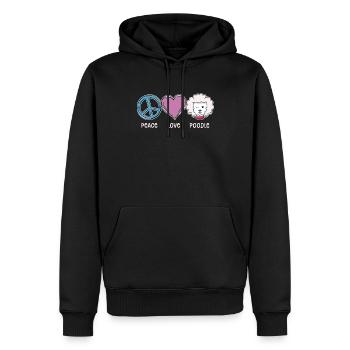 Paix Amour Caniche Amoureux des chiens - Sweat à capuche Premium bio Homme - noir - Devant - Nico (187cm)