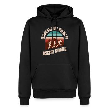 Course introvertie Cadeau introverti - Sweat à capuche Premium bio Homme - noir - Devant - Nico (187cm)