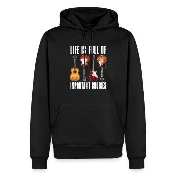 Das Leben Ist Voller Wichtiger Entscheidungen - Männer Premium Bio Hoodie - Schwarz - Vorne - Nico (187cm)