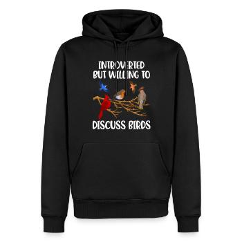 Oiseaux introvertis Cadeau introverti - Sweat à capuche Premium bio Homme - noir - Devant - Nico (187cm)