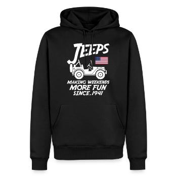 Les jeeps rendent le week-end plus amusant depuis 1941 - Sweat à capuche Premium bio Homme - noir - Devant - Nico (187cm)