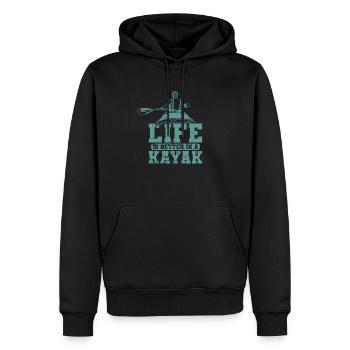 Vivre c’est mieux dans un kayak à pédalo - Sweat à capuche Premium bio Homme - noir - Devant - Nico (187cm)