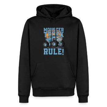 Règles du monster truck ! Camion-amoureux-monstre-camion - Sweat à capuche Premium bio Homme - noir - Devant - Nico (187cm)