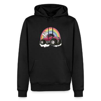 Camion monstre arc-en-ciel licorne - Sweat à capuche Premium bio Homme - noir - Devant - Nico (187cm)
