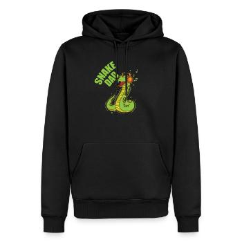 Snake Dad mit Musik und Kopfhörer Schlange Reptil - Männer Premium Bio Hoodie - Schwarz - Vorne - Nico (187cm)