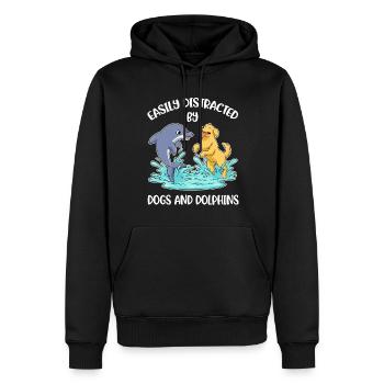 Distrait par les chiens et les dauphins Dolphin Gift - Sweat à capuche Premium bio Homme - noir - Devant - Nico (187cm)