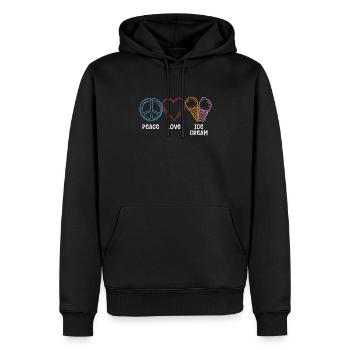 Friedensliebes-eiscreme-gelato-liebhaber - Männer Premium Bio Hoodie - Schwarz - Vorne - Nico (187cm)