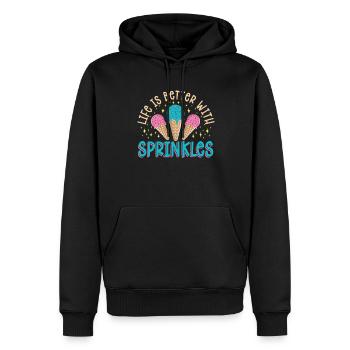 Das Leben Ist Besser Mit Sprinkles Ice Cream Lover - Männer Premium Bio Hoodie - Schwarz - Vorne - Nico (187cm)