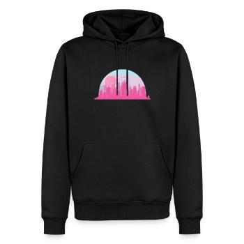 Skyline Rosa Pink bunt Gebäude Stadt - Männer Premium Bio Hoodie - Schwarz - Vorne - Nico (187cm)