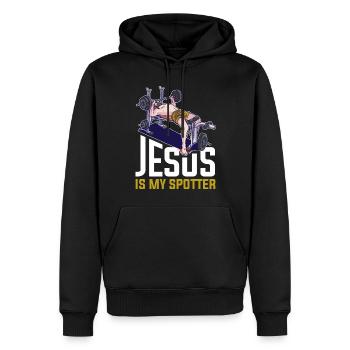 Jesus Is My Spotter Jesus Geschenk - Männer Premium Bio Hoodie - Schwarz - Vorne - Nico (187cm)