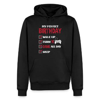16e anniversaire Jeune joueur de jeu - Sweat à capuche Premium bio Homme - noir - Devant - Nico (187cm)