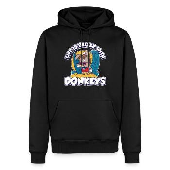 Life Is Better With Donkeys Esel Geschenk - Männer Premium Bio Hoodie - Schwarz - Vorne - Nico (187cm)