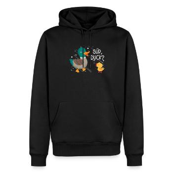 Super canard? - Sweat à capuche Premium bio Homme - noir - Devant - Nico (187cm)