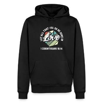 Jésus-Christ-Christ Religion Religieuse - Sweat à capuche Premium bio Homme - noir - Devant - Nico (187cm)