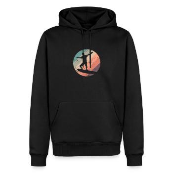 Surf Logo Wellenreiten Surfbrett Wassersport - Männer Premium Bio Hoodie - Schwarz - Vorne - Nico (187cm)