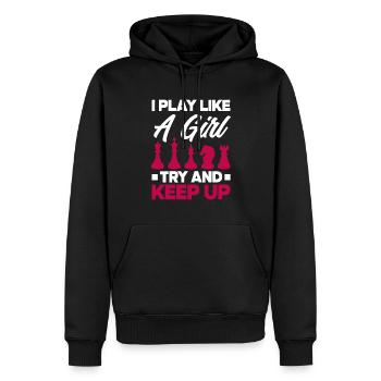 Lustiges Schach Spieler Schachspieler Geschenk - Männer Premium Bio Hoodie - Schwarz - Vorne - Nico (187cm)